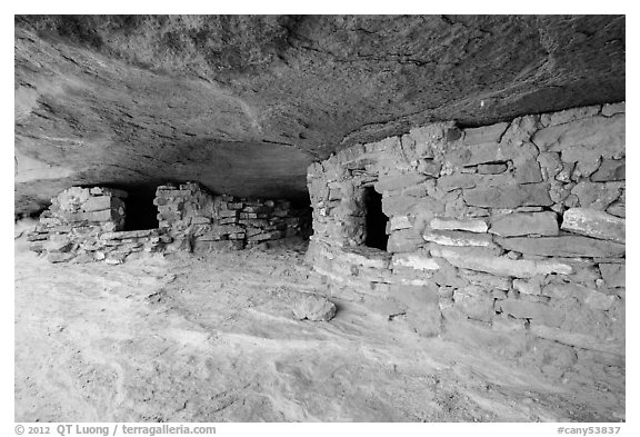 Granary ruins on Aztec Butte. Canyonlands National Park (black and white)