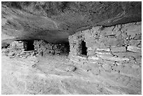 Granary ruins on Aztec Butte. Canyonlands National Park, Utah, USA. (black and white)