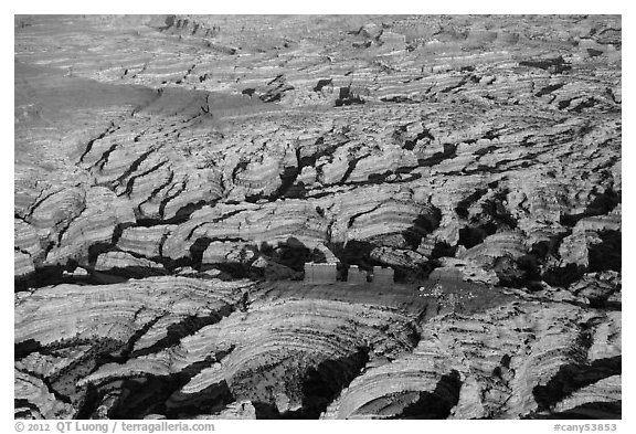 Aerial view of Chocolate Drops and Maze. Canyonlands National Park, Utah, USA.