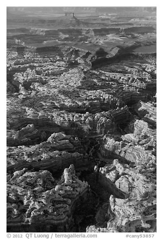 Aerial view of Maze and Elaterite Butte. Canyonlands National Park (black and white)