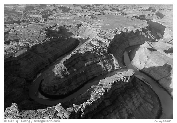 Aerial view of confluence of Green and Colorado River. Canyonlands National Park, Utah, USA.