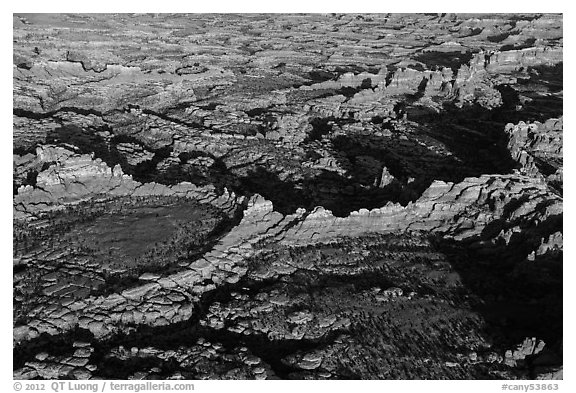 Aerial view of Needles. Canyonlands National Park (black and white)