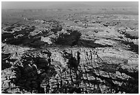 Aerial view of pinnacles and canyons, Needles. Canyonlands National Park ( black and white)