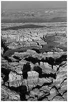 Aerial view of spires and canyons, Needles. Canyonlands National Park ( black and white)