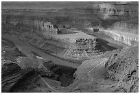 Colorado River gooseneck and Potash Road. Canyonlands National Park ( black and white)