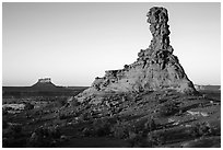 Chimney Rock at sunset. Canyonlands National Park, Utah, USA. (black and white)