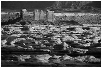 Chocolate drops and Maze canyons, early morning. Canyonlands National Park ( black and white)