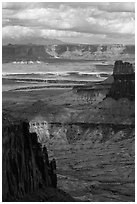 Island in the Sky seen from High Spur. Canyonlands National Park, Utah, USA. (black and white)