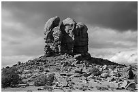 High Spur and storm clouds, Orange Cliffs Unit, Glen Canyon National Recreation Area, Utah. USA (black and white)