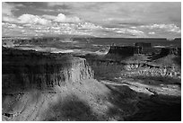 Mesas and canyons from High Spur, Orange Cliffs Unit, Glen Canyon National Recreation Area, Utah. USA (black and white)