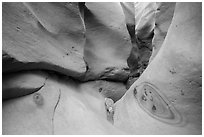 Motifs in sandstone, High Spur slot canyon, Orange Cliffs Unit, Glen Canyon National Recreation Area, Utah. USA (black and white)