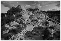 Last light above High Spur slot canyon, Orange Cliffs Unit, Glen Canyon National Recreation Area, Utah. USA ( black and white)