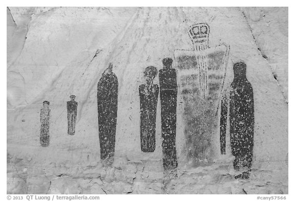 Holy Ghost panel in the Great Gallery, Horseshoe Canyon. Canyonlands National Park (black and white)