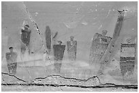 Barrier Canyon Style pictographs, the Great Gallery, Horseshoe Canyon. Canyonlands National Park ( black and white)
