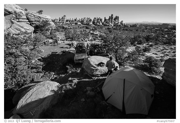 Jeep camp at the Dollhouse. Canyonlands National Park, Utah, USA.