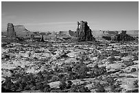 Land of Standing rocks, Maze District. Canyonlands National Park, Utah, USA. (black and white)