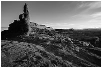 Petes Mesa at sunrise, Maze District. Canyonlands National Park, Utah, USA. (black and white)
