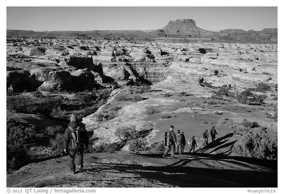 Group hiking down into the Maze. Canyonlands National Park, Utah, USA.