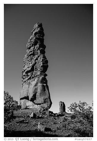 Standing Rock and Plug, Maze District. Canyonlands National Park (black and white)