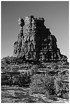 Eternal Flame, late afternoon. Canyonlands National Park, Utah, USA. (black and white)
