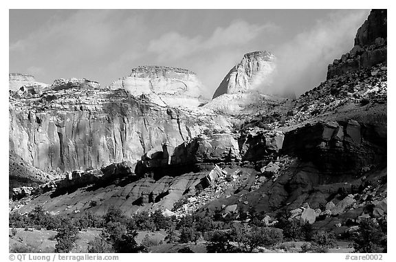 Golden Throne and Waterpocket Fold. Capitol Reef National Park (black and white)
