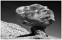 Balancing rock in  Hartnet Draw. Capitol Reef National Park, Utah, USA. (black and white)