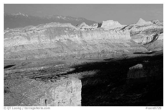 Waterpocket Fold from Sunset Point in storm light at sunset. Capitol Reef National Park (black and white)