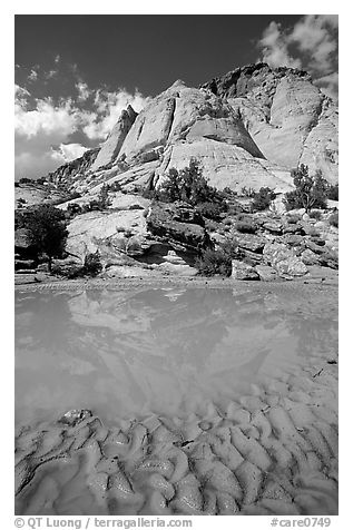 Pockets of water in Waterpocket Fold near Capitol Gorge. Capitol Reef National Park, Utah, USA.