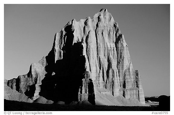 Temple of the Sun, sunrise, Cathedral Valley. Capitol Reef National Park (black and white)