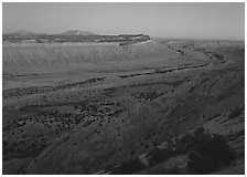 Blue light on Waterpocket Fold cliffs at dusk from Strike Valley Overlook. Capitol Reef National Park ( black and white)