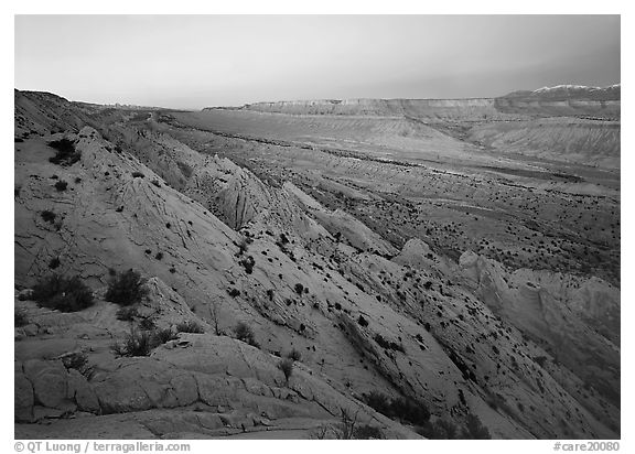 Strike Valley and Waterpocket Fold at dusk. Capitol Reef National Park, Utah, USA.