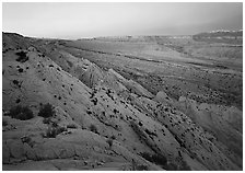 Strike Valley and Waterpocket Fold at dusk. Capitol Reef National Park ( black and white)