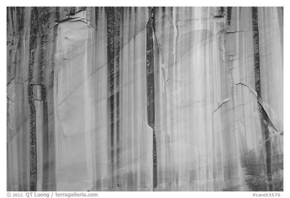 Sandstone cliff with desert varnish. Capitol Reef National Park (black and white)