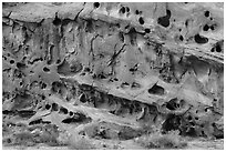 Sandstone cliff wall with holes, Grand Wash. Capitol Reef National Park ( black and white)