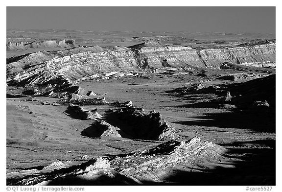 Waterpocket Fold from Strike Valley overlook, late afternoon. Capitol Reef National Park (black and white)