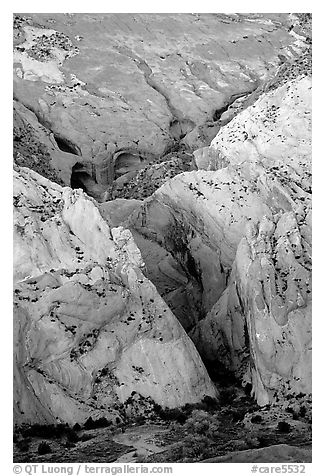 Entrance of Halls Creek Narrows. Capitol Reef National Park (black and white)