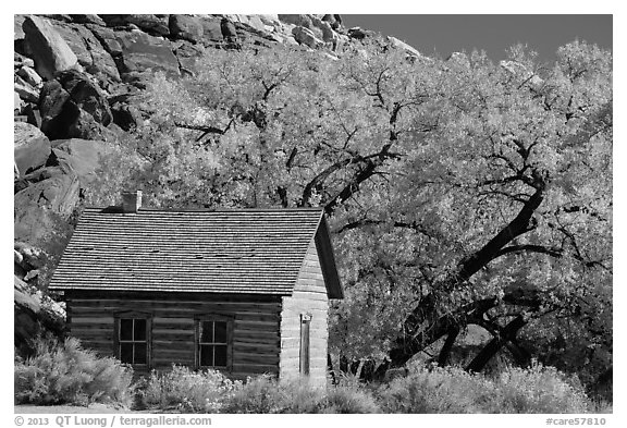 Fruita one-room schoolhouse in autumn. Capitol Reef National Park, Utah, USA.