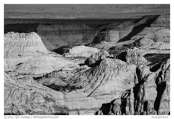 Navajo Sandstone domes across Waterpocket Fold. Capitol Reef National Park (black and white)