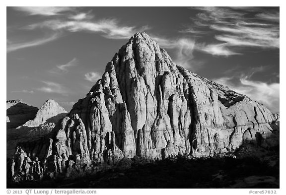 Pectol Pyramid, late afternoon. Capitol Reef National Park (black and white)
