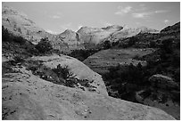 Fremont River Canyon at dusk. Capitol Reef National Park, Utah, USA. (black and white)