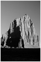 Temple of the Sun, Cathedral Valley, sunrise,. Capitol Reef National Park, Utah, USA. (black and white)