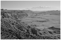 Upper Desert overlook, Cathedral Valley, mid-day. Capitol Reef National Park ( black and white)