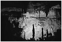 Stalactites and Stalacmites, Lehman Caves. Great Basin National Park, Nevada, USA. (black and white)