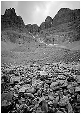 Wheeler Peak Glacier, the lowest in latitude in the US. Great Basin National Park, Nevada, USA. (black and white)