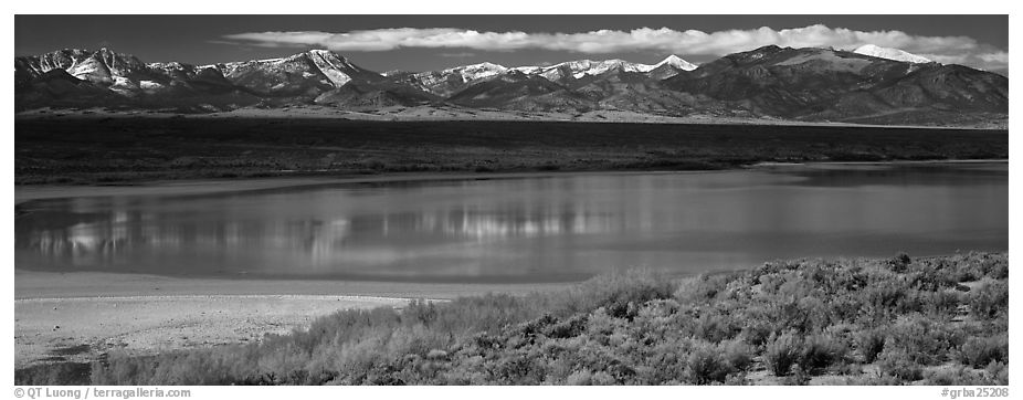 Pond and Snake range. Great Basin  National Park (black and white)