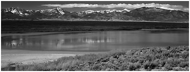 Pond and Snake range. Great Basin National Park (Panoramic black and white)