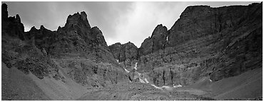 Mineral landscape, North Face of Wheeler Peak. Great Basin National Park (Panoramic black and white)