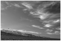 Wispy clouds over Snake Range. Great Basin National Park, Nevada, USA. (black and white)