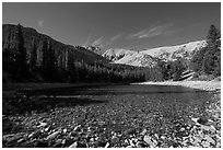 Snake range and Teresa Lake. Great Basin National Park, Nevada, USA. (black and white)