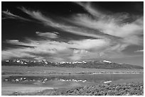 Snake Range seen from the East above a pond. Great Basin National Park ( black and white)
